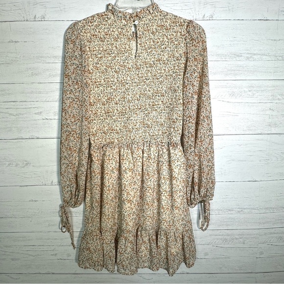 ILLA ILLA Smocked Mini Dress Ditsy Floral Long Sleeve Ruffle Hem - Picture 5 of 7